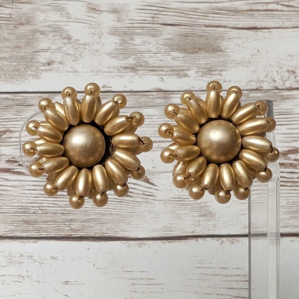 Vintage Clip On Earrings - Unusual Color Faux Pearls 1"